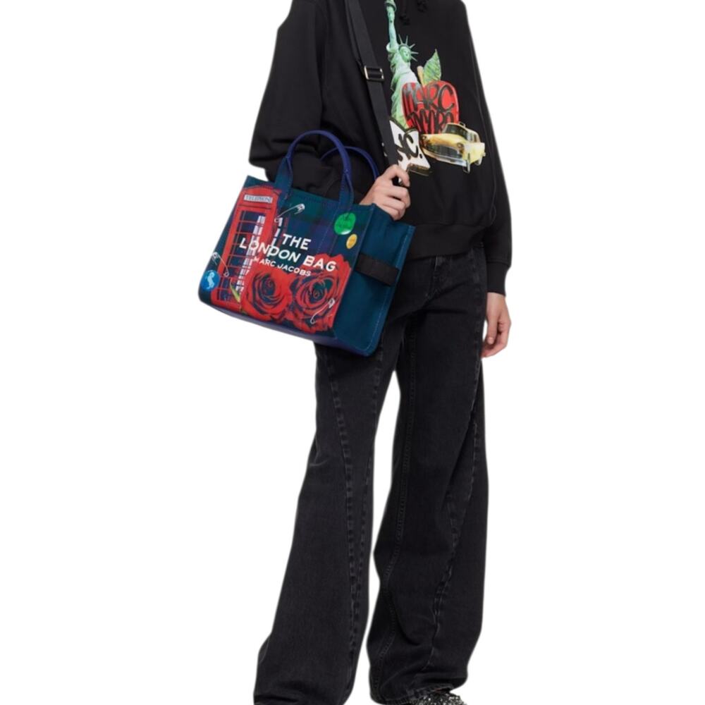 Marc Jacobs The London City Tote Bag Navy Blue Red White Limited Edition - Picture 3 of 10